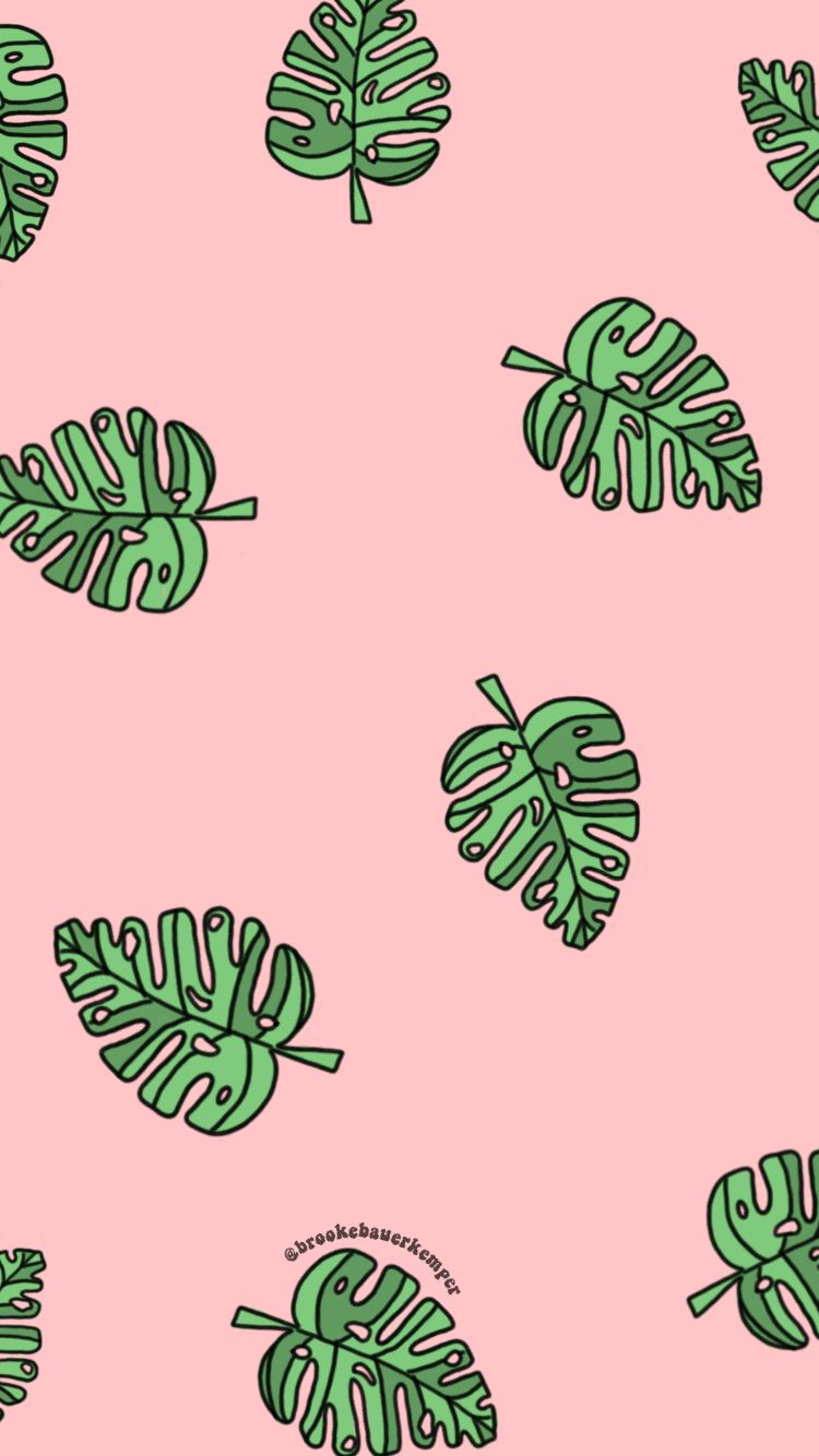 Pattern foglie monstera verdi rosa, 1000x1000 HD, Laptop