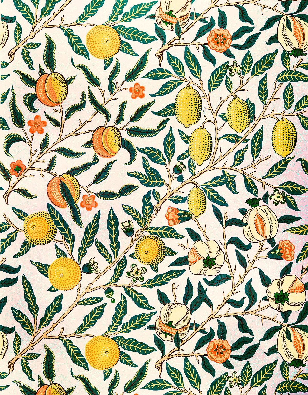 Motivo floreale frutti William Morris, 1200x1539 Full HD Verticale, iPhone
