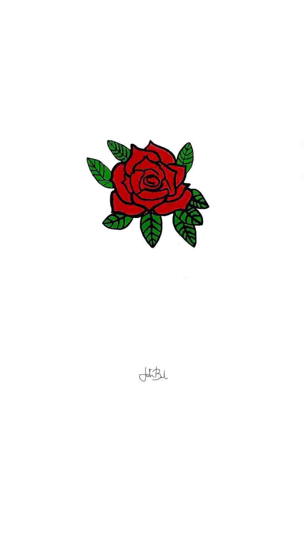 Rosa rossa minimalista disegnata, 981x1744 Full HD Verticale, iPhone