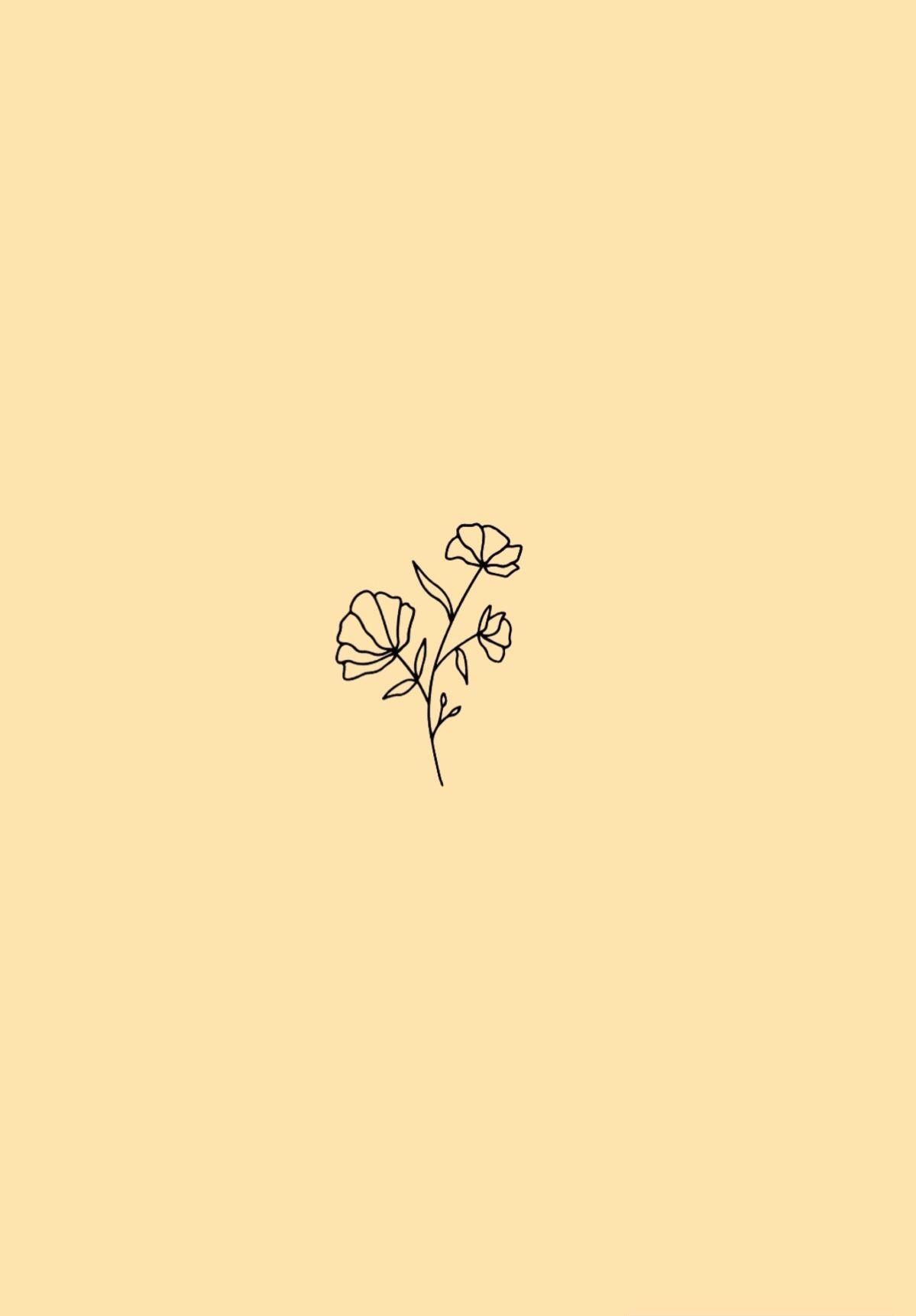Fiori line art sfondo giallo, 1199x1723 Verticale, Telefono