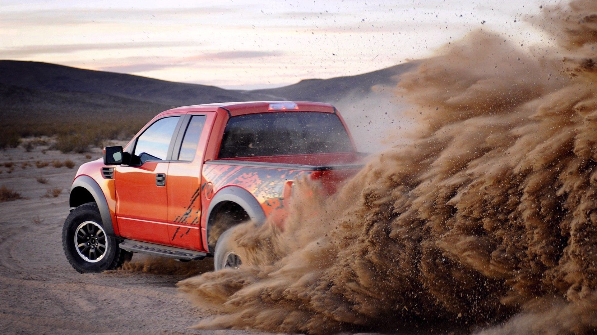 Ford Raptor arancione nella sabbia, 1920x1080 Full HD, Desktop