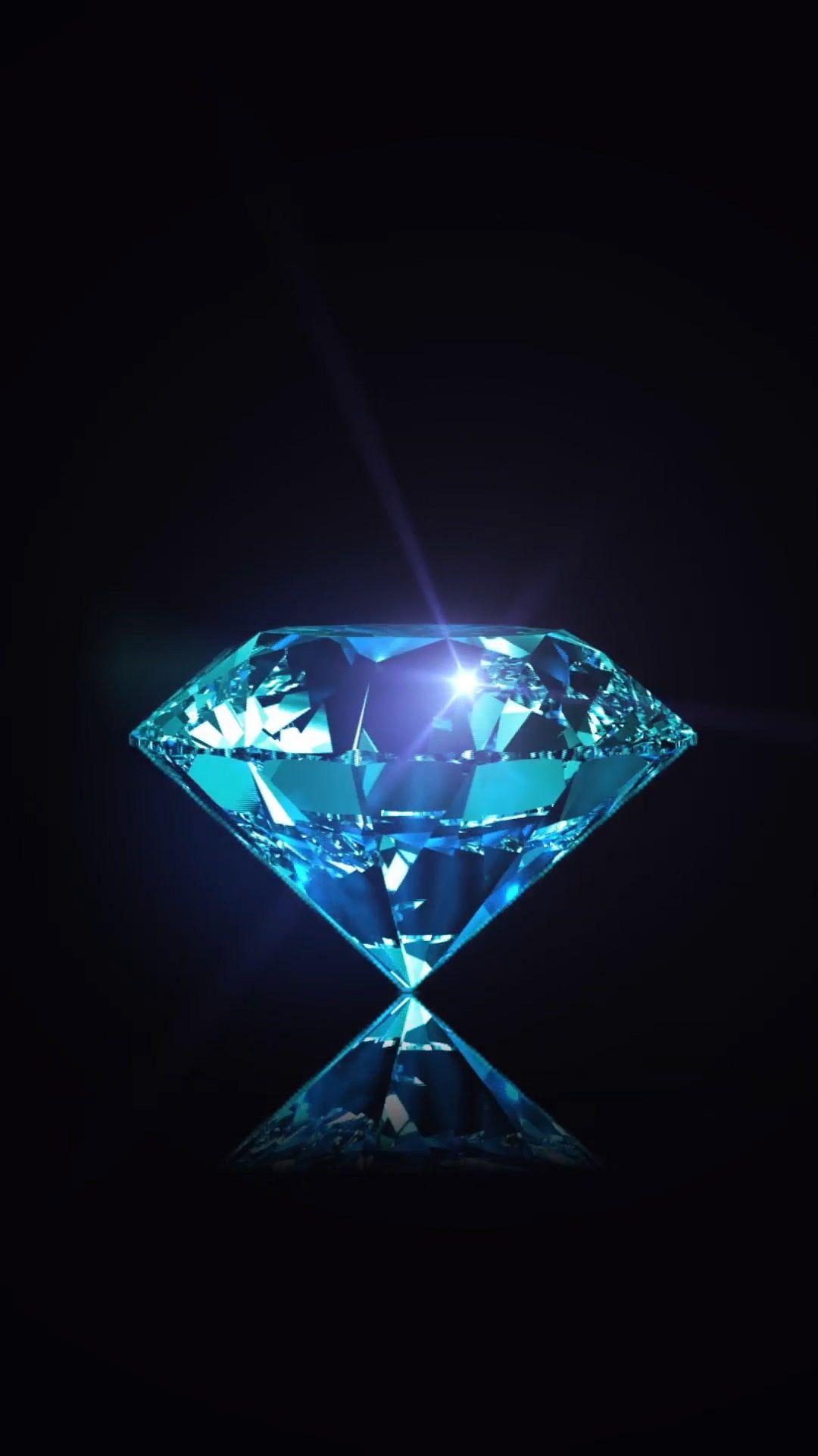 Diamante blu su sfondo nero, 1080x1920 Verticale, Telefono