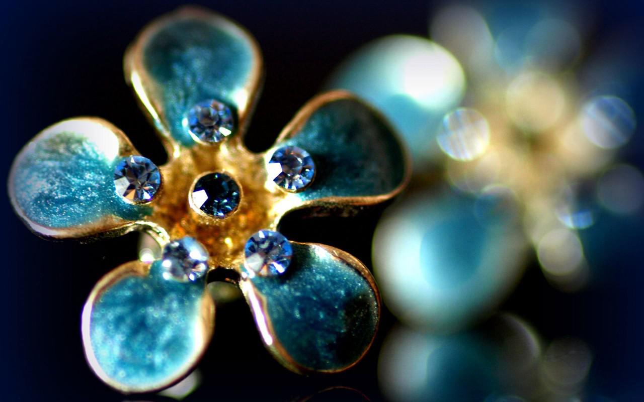 Spilla fiore turchese con diamanti, 1280x800 HD, Desktop
