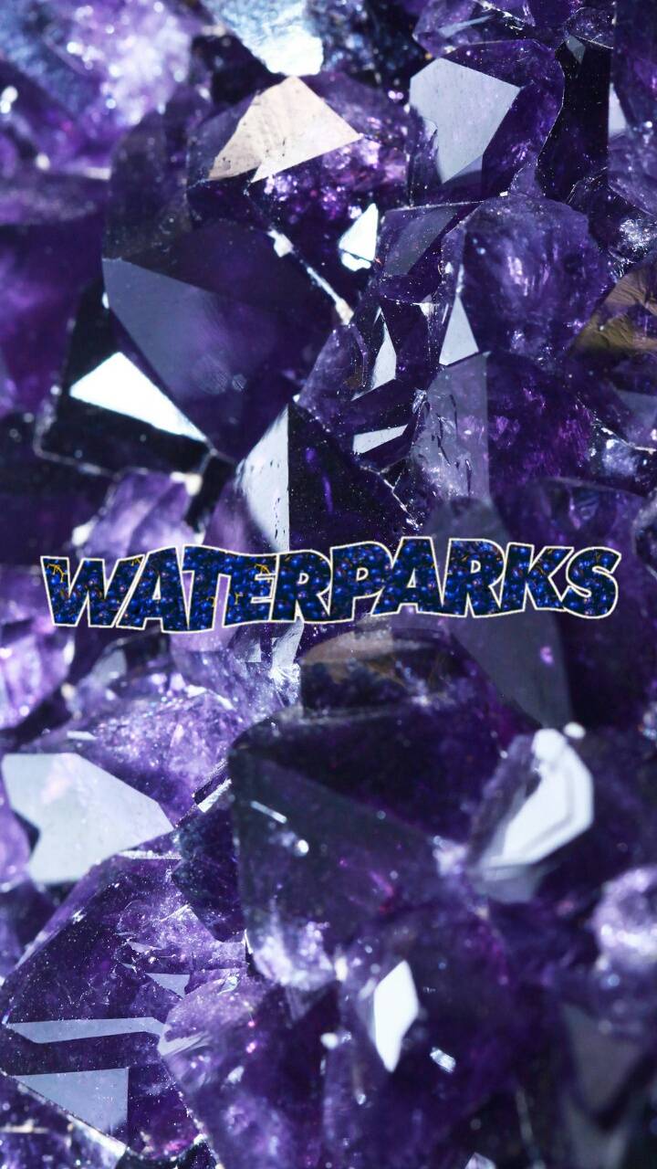 Cristalli ametista viola con logo Waterparks, 720x1280 Full HD Verticale, iPhone