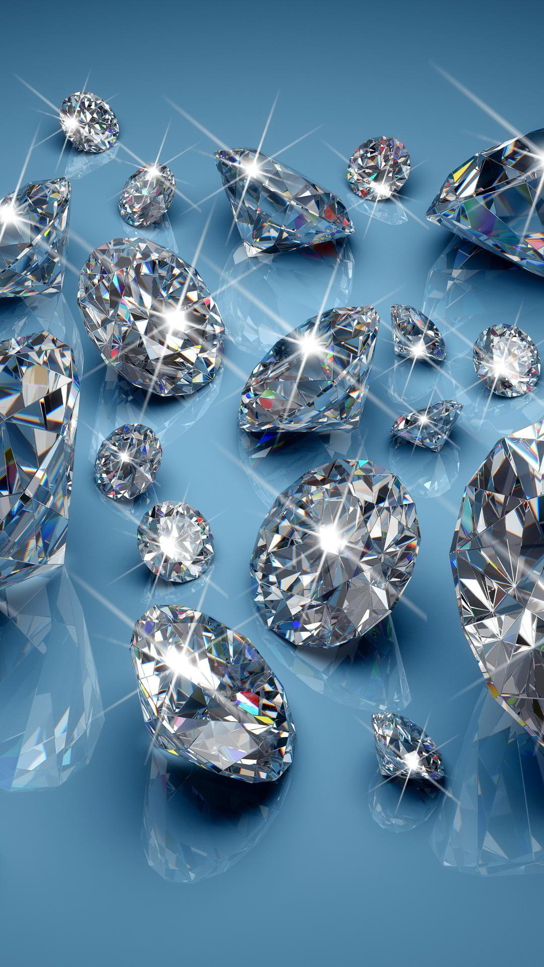 Diamanti sparsi sfondo blu, 1080x1920 Verticale, Telefono