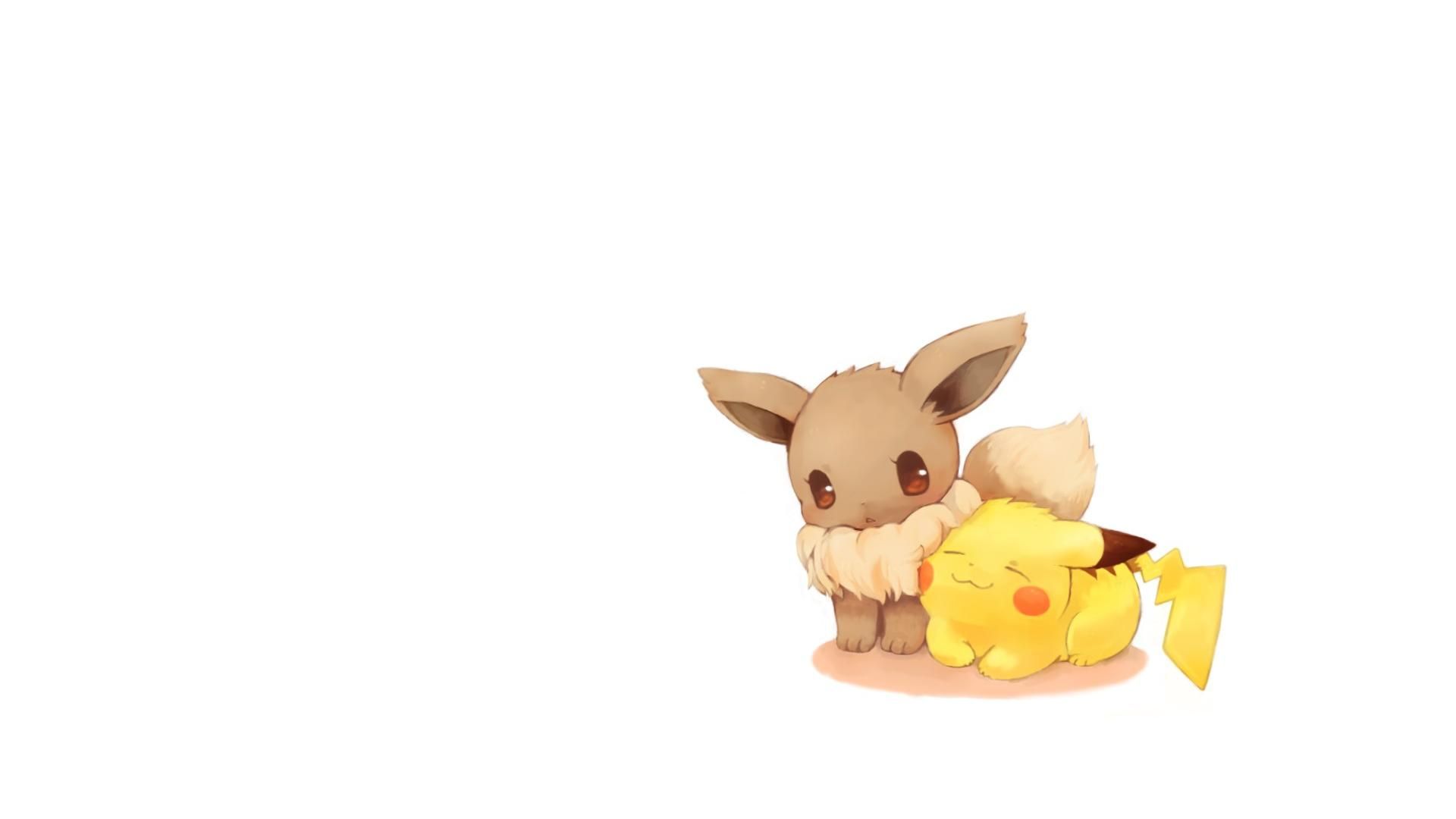 Pikachu ed Eevee abbracciati, 1920x1080 Full HD 1080p, Desktop