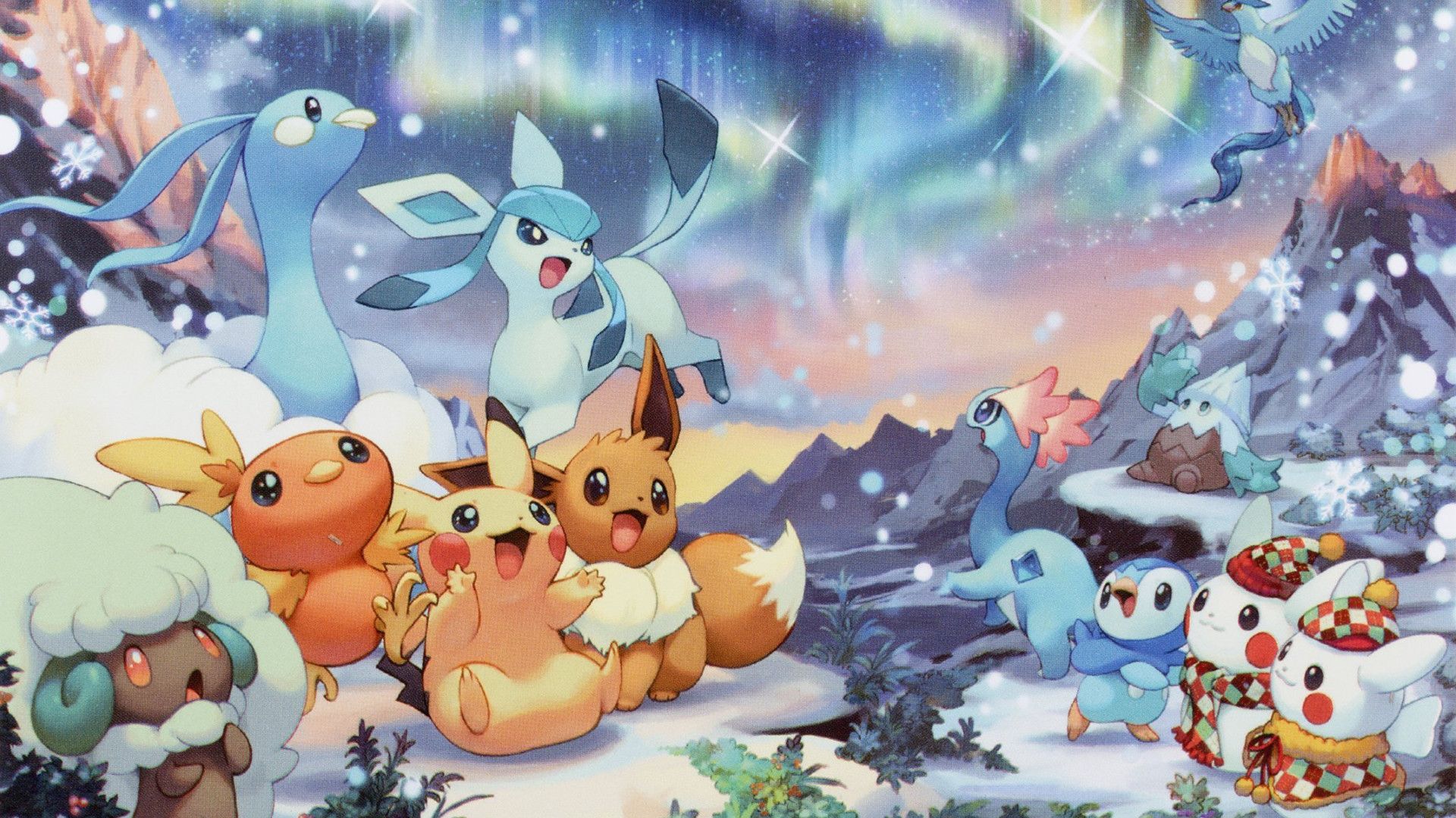 Eevee e Pokémon nella neve, 1920x1080 Full HD, Laptop