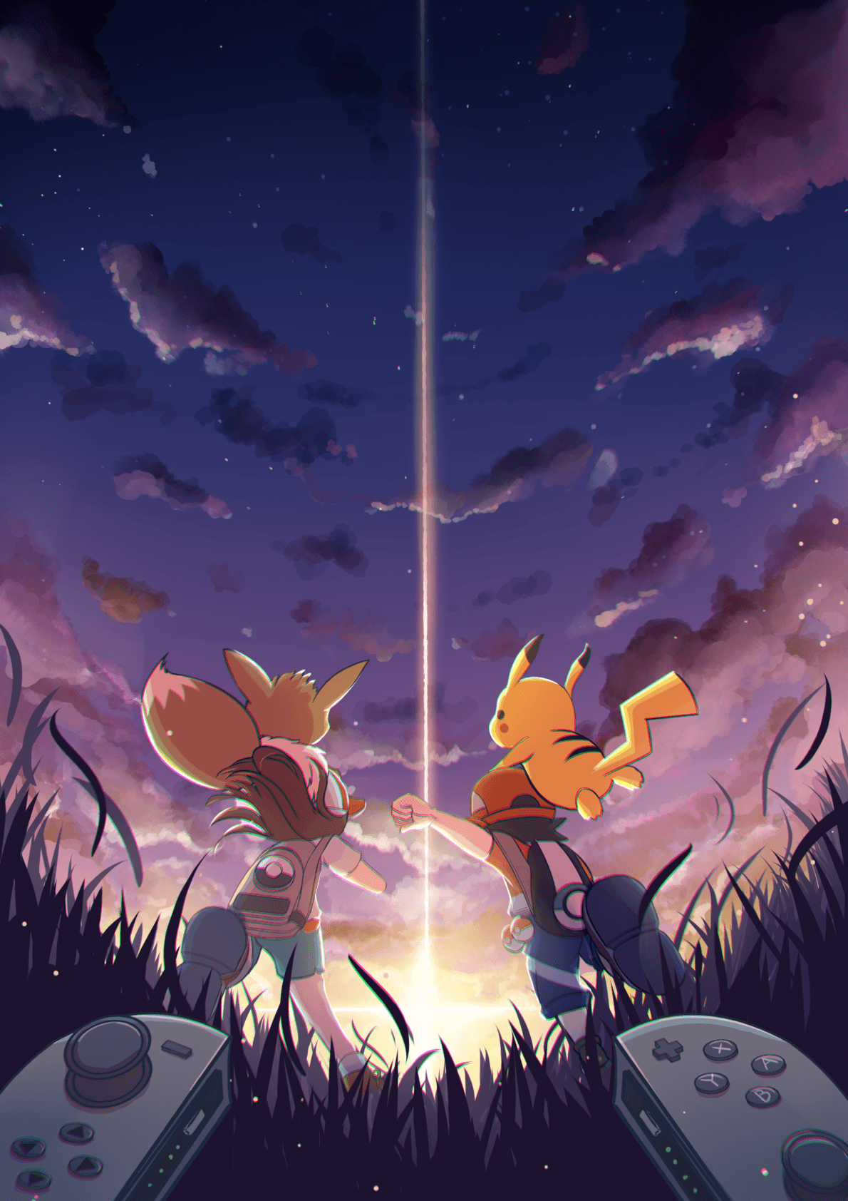 Eevee e Pikachu al tramonto, 1190x1684 Verticale, OnePlus