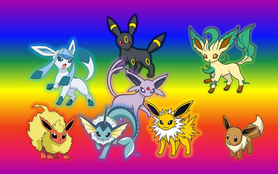Eevee evoluzioni sfondo arcobaleno, 1131x707 HD, PC