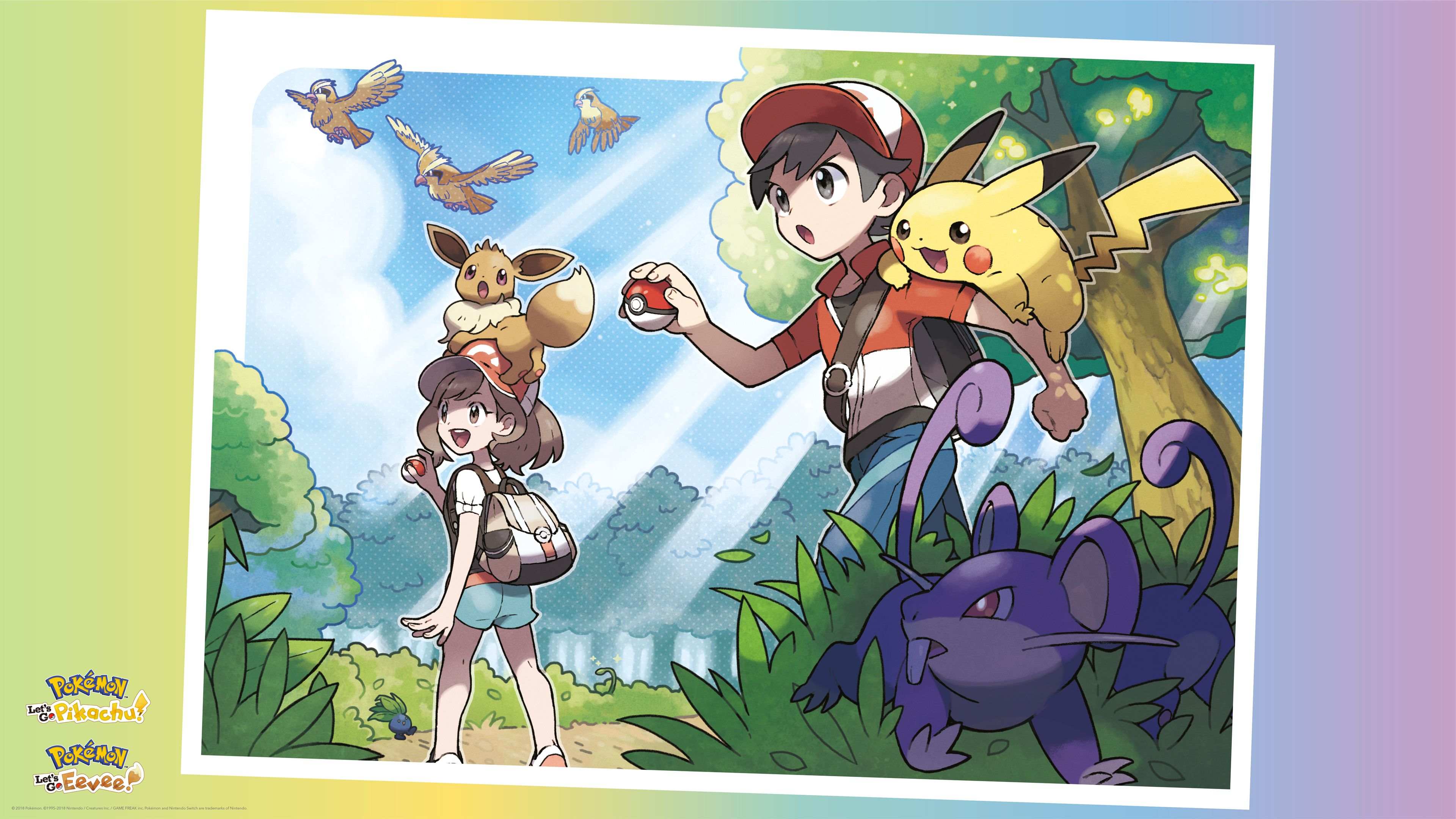 Pikachu ed Eevee, Pokemon, Nintendo, 3840x2160 4K, Desktop 4K