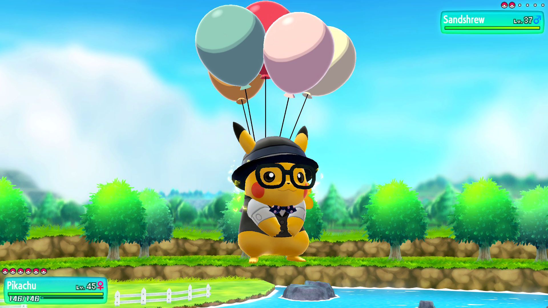 Pikachu con palloncini e occhiali, 1920x1080 Full HD, Desktop