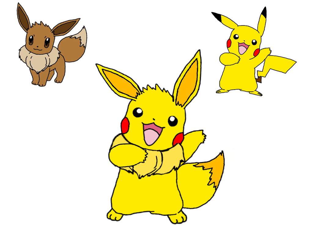 Pikachu, Eevee e fusione, 1024x768 HD, PC Desktop