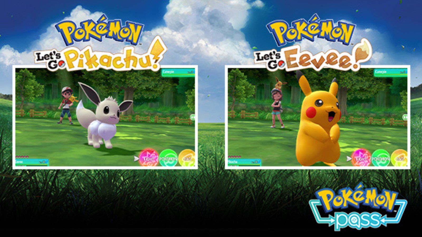 Pikachu ed Eevee, Pokémon Let's Go, 1600x900 HD Ready, PC