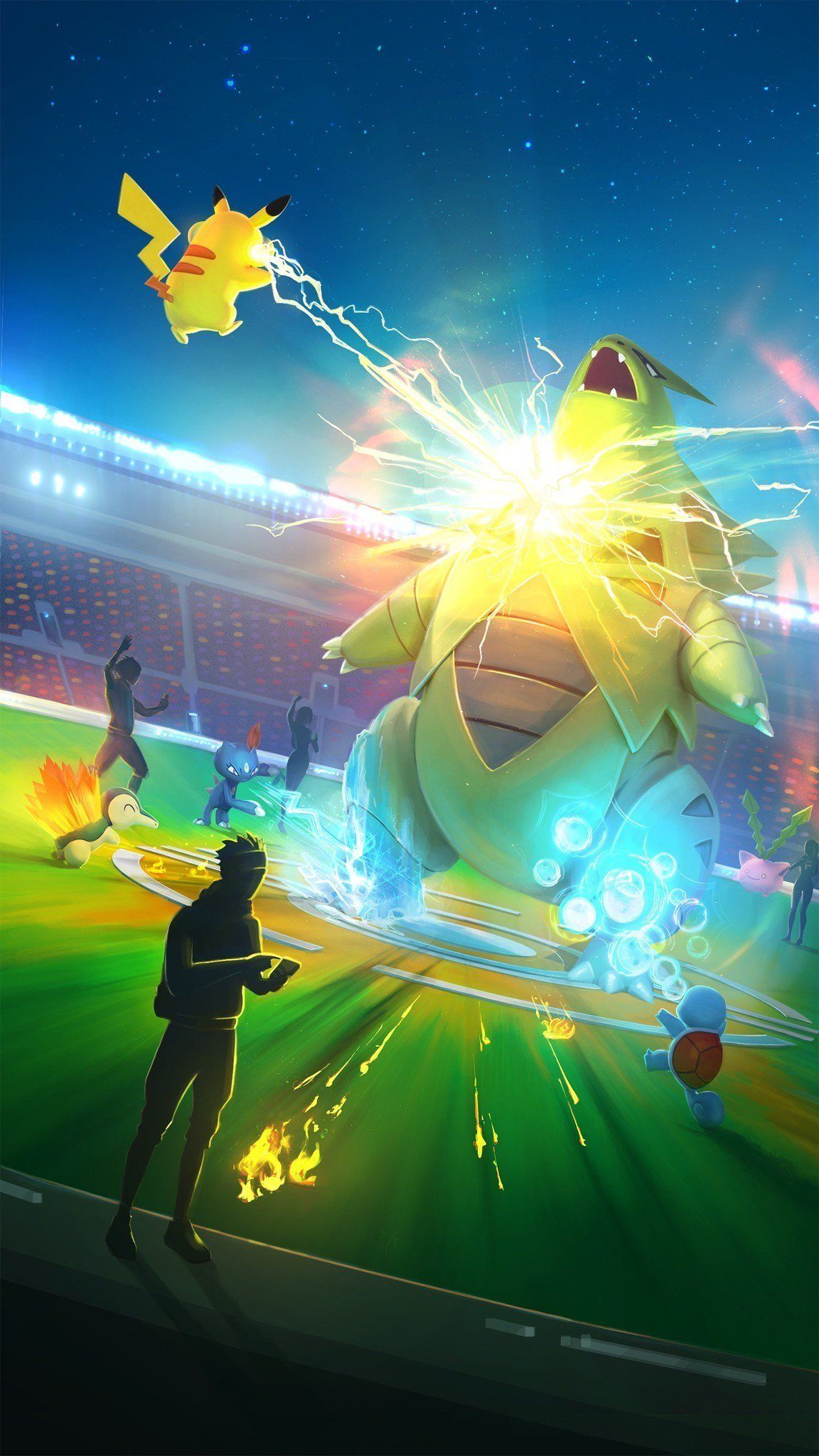 Pikachu contro Snorlax stadio, 1152x2048 Full HD Verticale, Realme