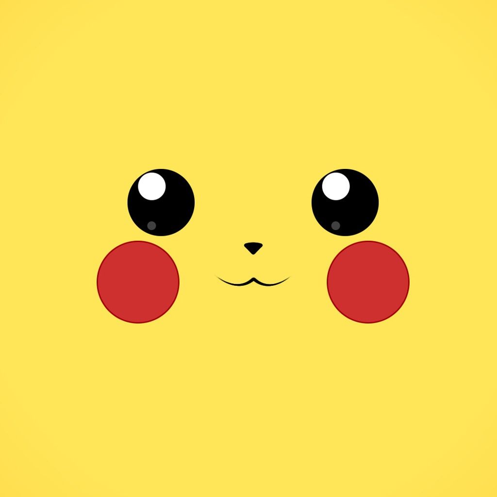 Pikachu volto minimalista giallo, 1024x1024 HD, Desktop