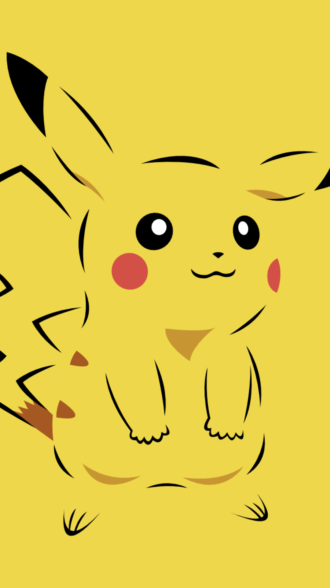 Pikachu minimalista sfondo giallo, Pokémon, 1080x1920 Verticale, iPhone Plus