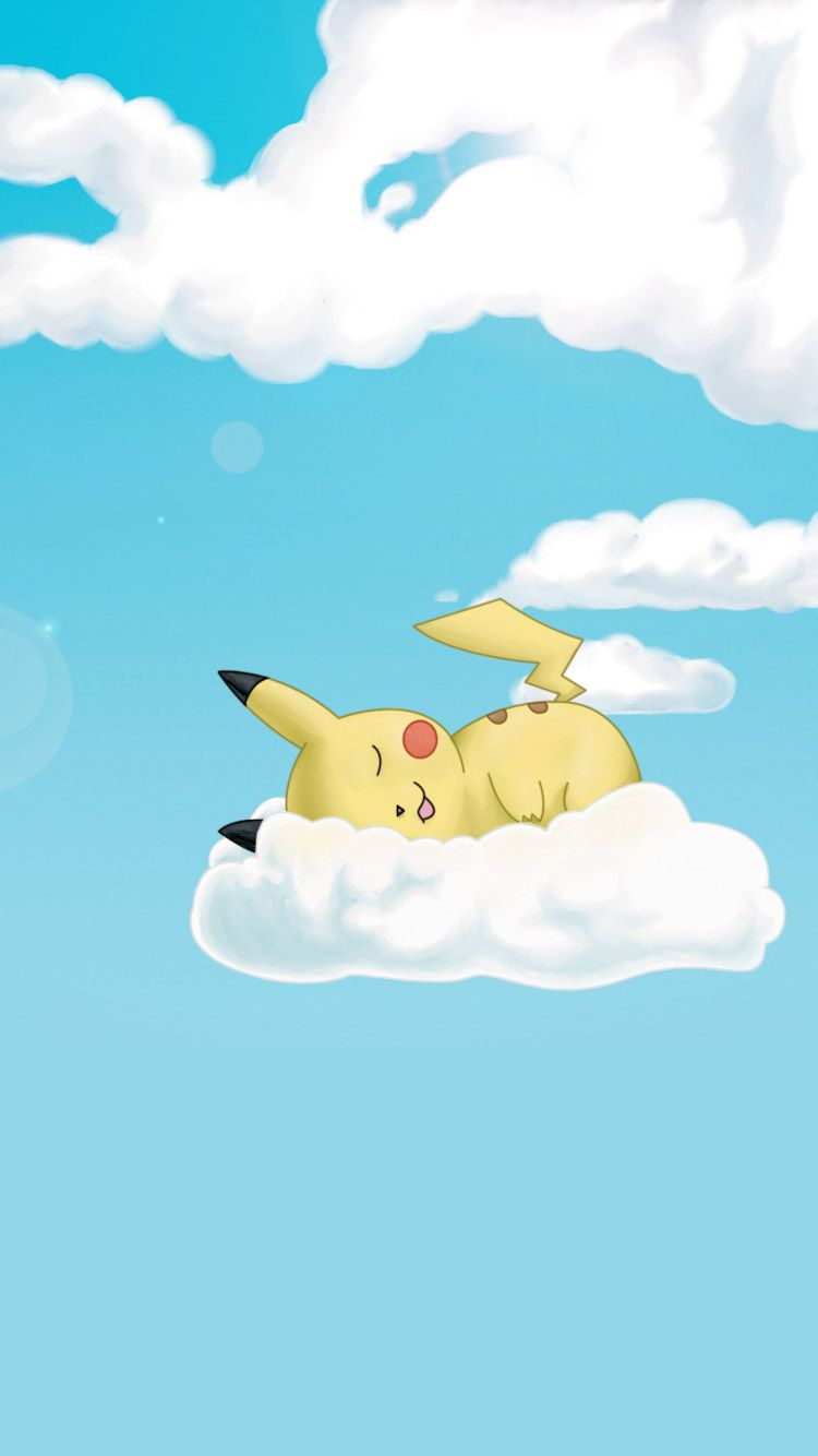 Pikachu addormentato su nuvola, 750x1334 Full HD Verticale, iPhone Air