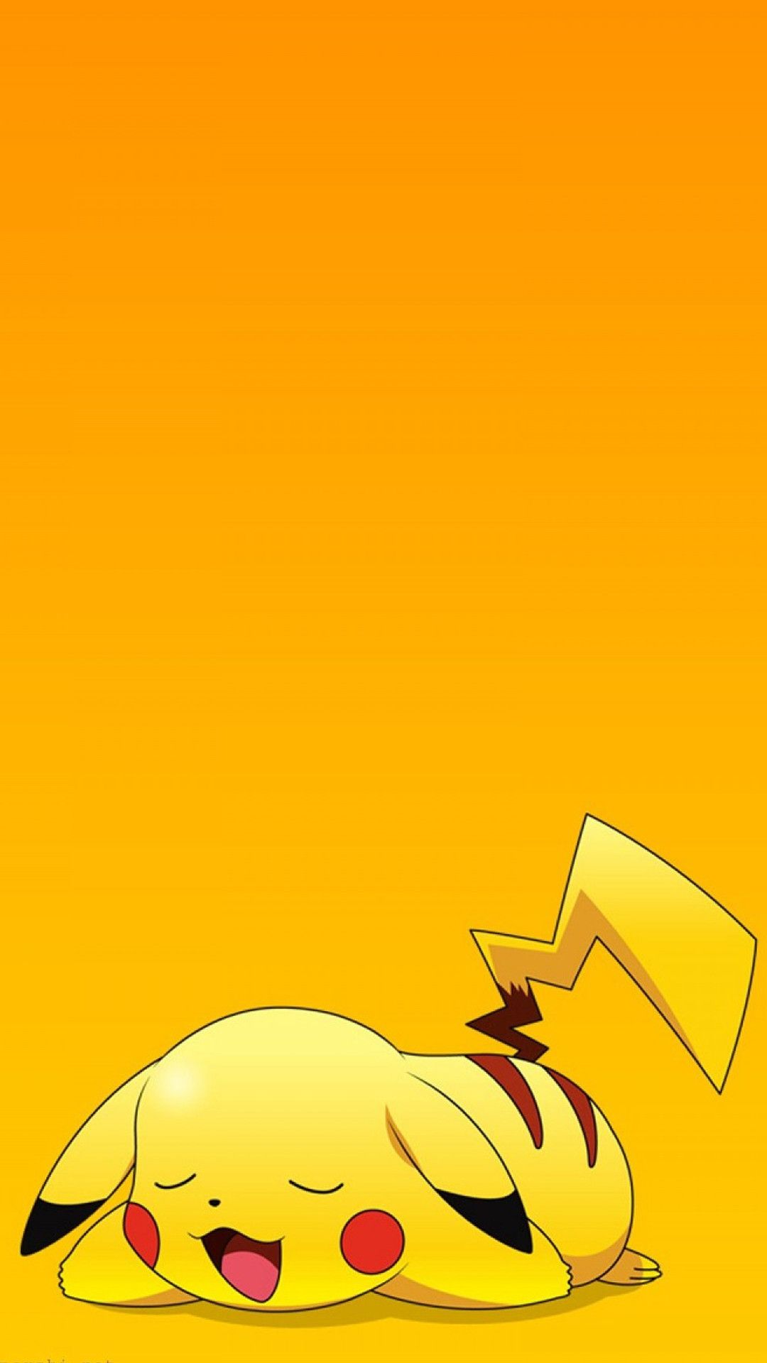 Pikachu addormentato sfondo arancione, Pokémon, 1080x1920 Verticale, iPhone Pro Max