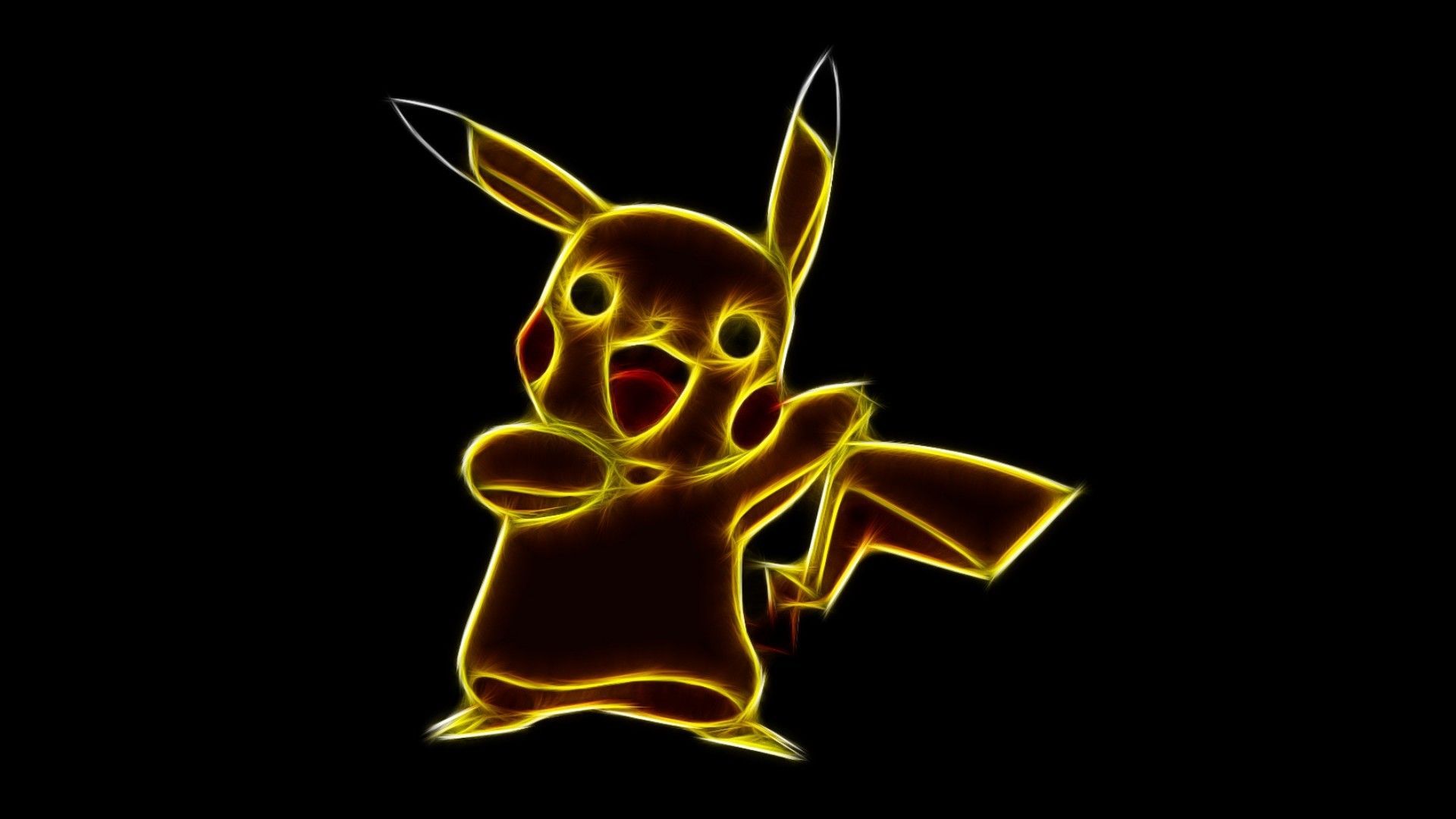 Pikachu contorno neon giallo, 1920x1080 Full HD, PC