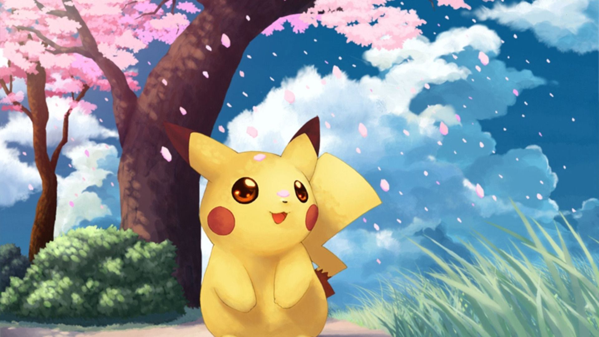 Pikachu sotto ciliegio, 1920x1080 Full HD, Desktop