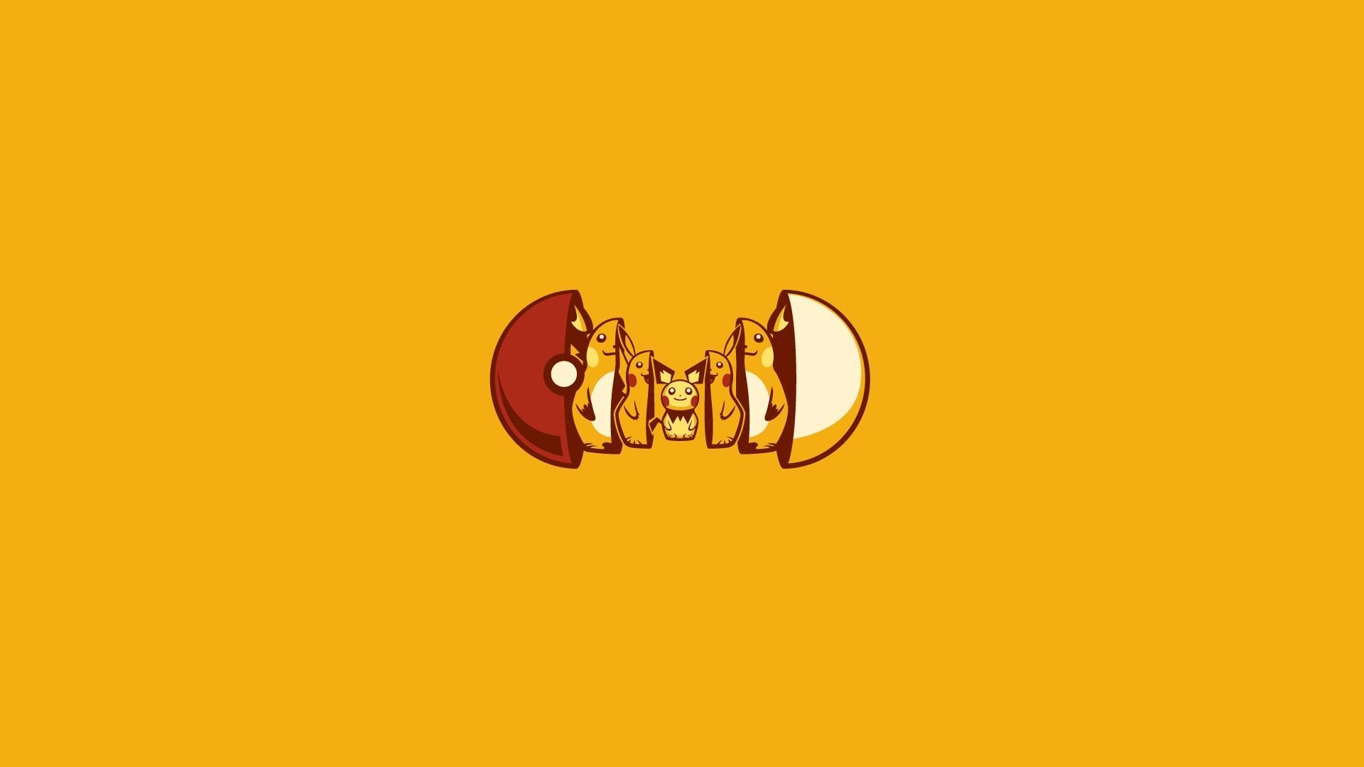 Pikachu minimalista sfondo giallo, tipo elettro, 1920x1080 Full HD 1080p, PC