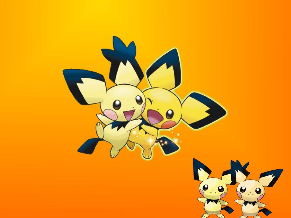 Pichu Pokemon sfondo arancione, creature tascabili, 1024x768 HD, Laptop
