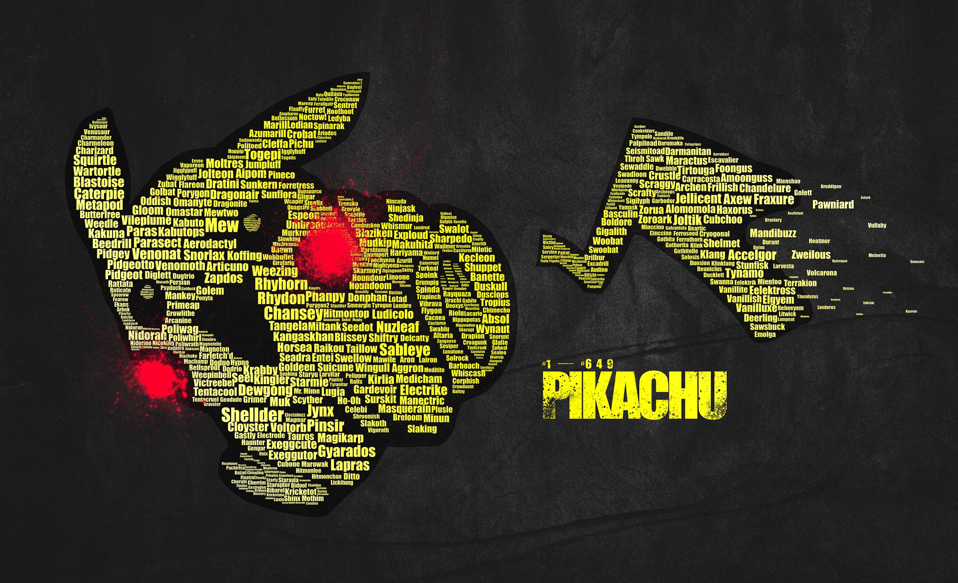 Pikachu tipografia testo, 3105x1890 WQXGA, Desktop