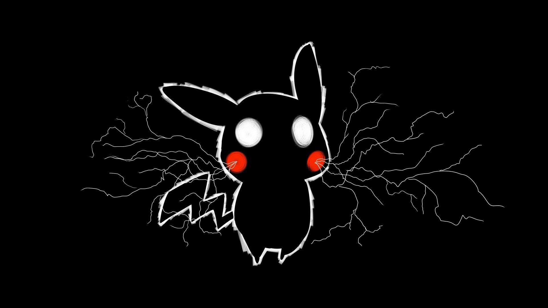 Pikachu contorno bianco fulmini, 1920x1080 Full HD, Desktop