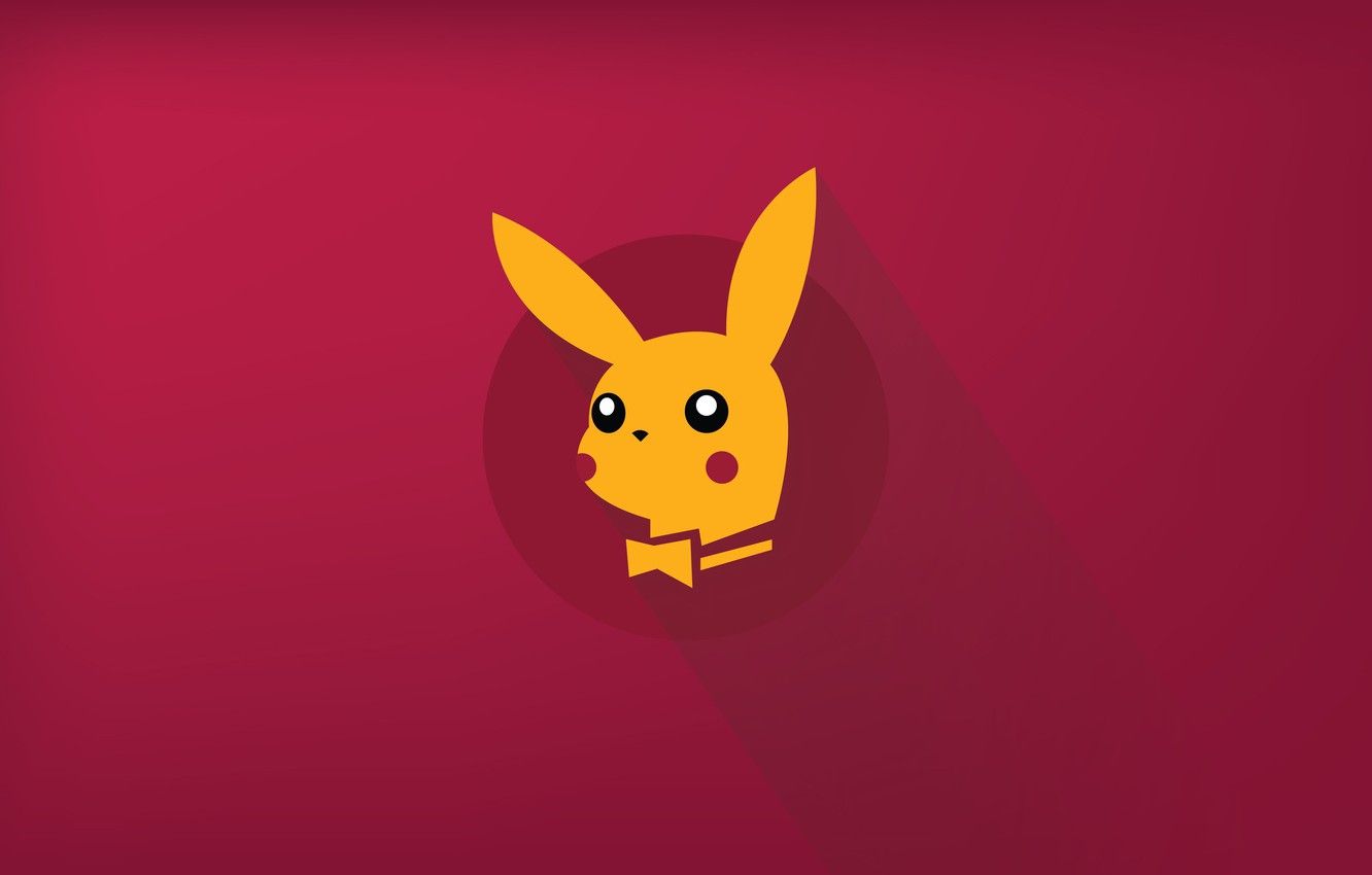 Pikachu minimalista sfondo rosso, Pokémon, 1332x850 HD, Desktop