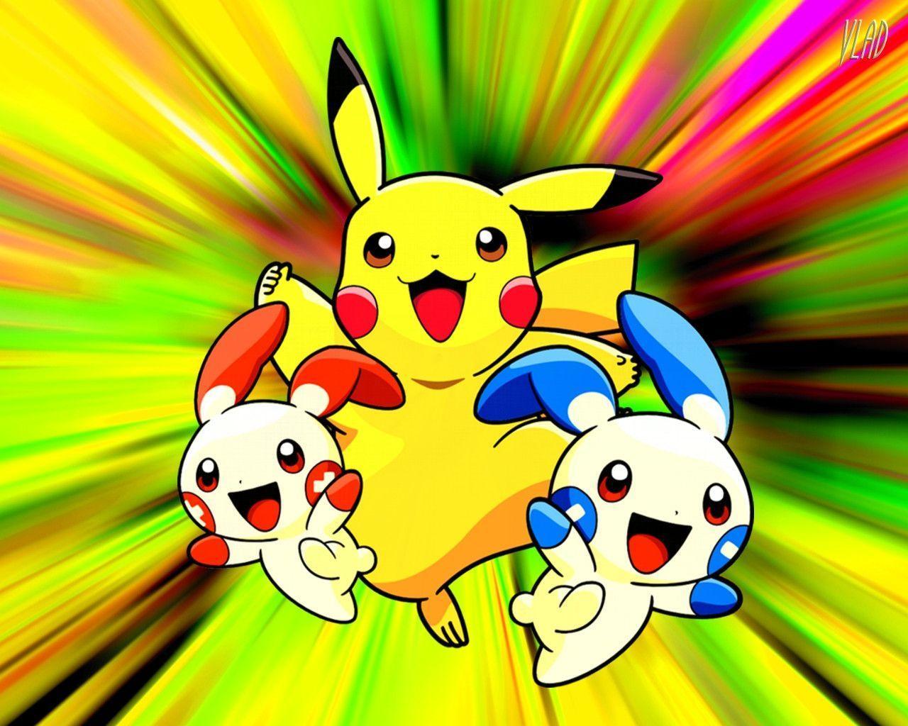 Pikachu con Plusle e Minun, 1280x1024 HD, Desktop