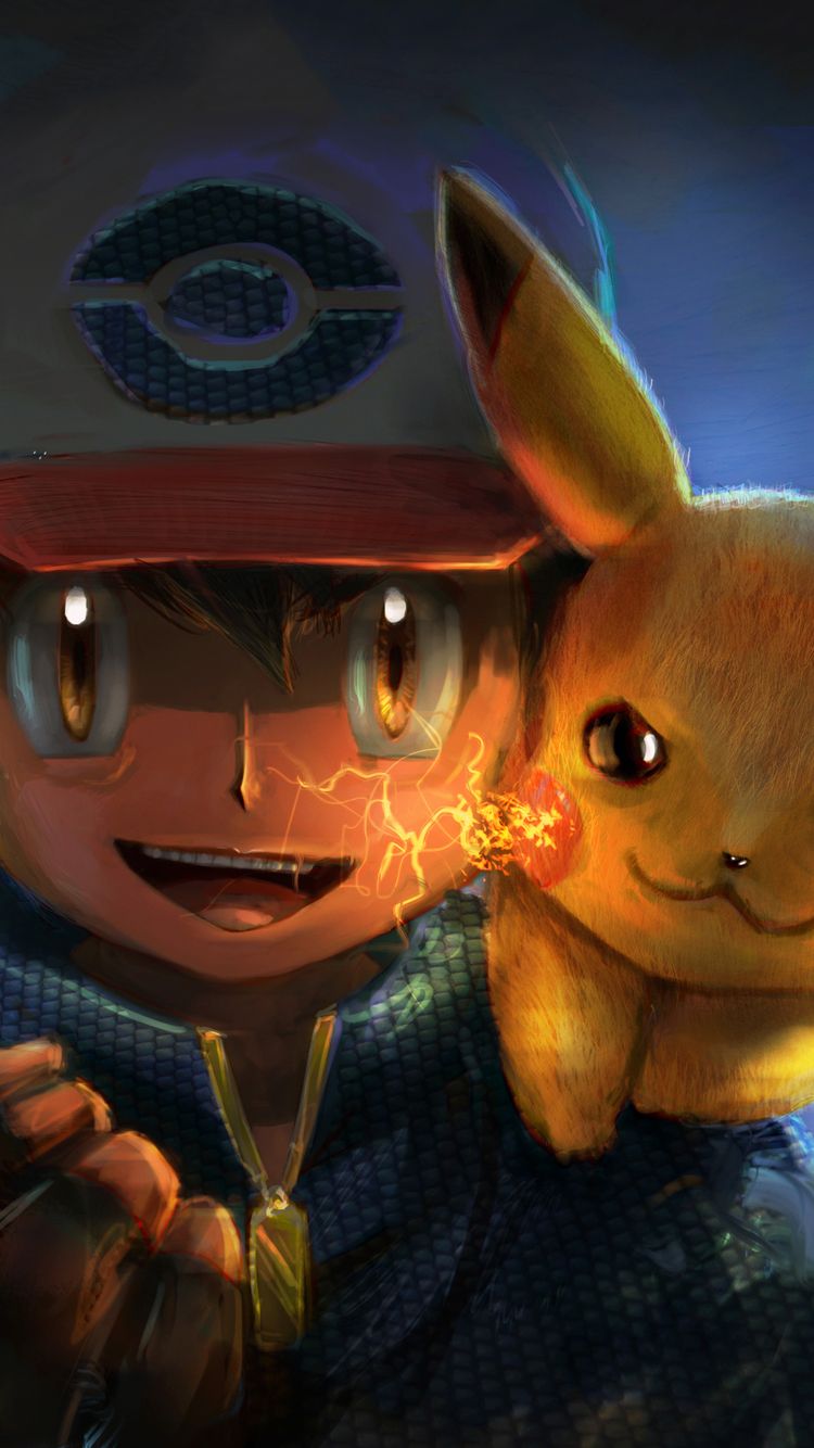 Ash e Pikachu, Pokémon, 750x1334 Verticale, Mobile