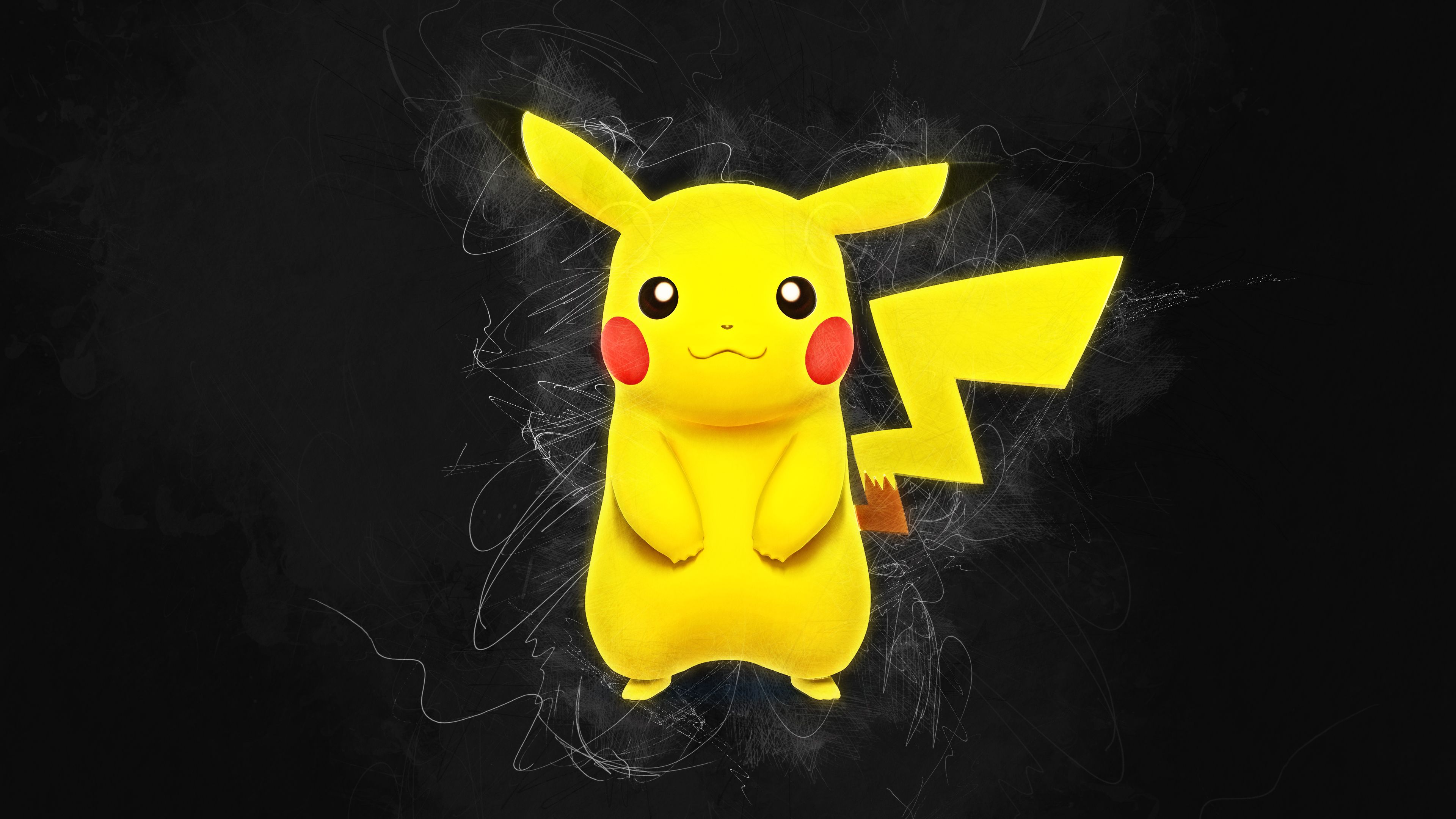 Pikachu Pokémon sfondo scuro, 3840x2160 4K Ultra HD, Monitor 4K