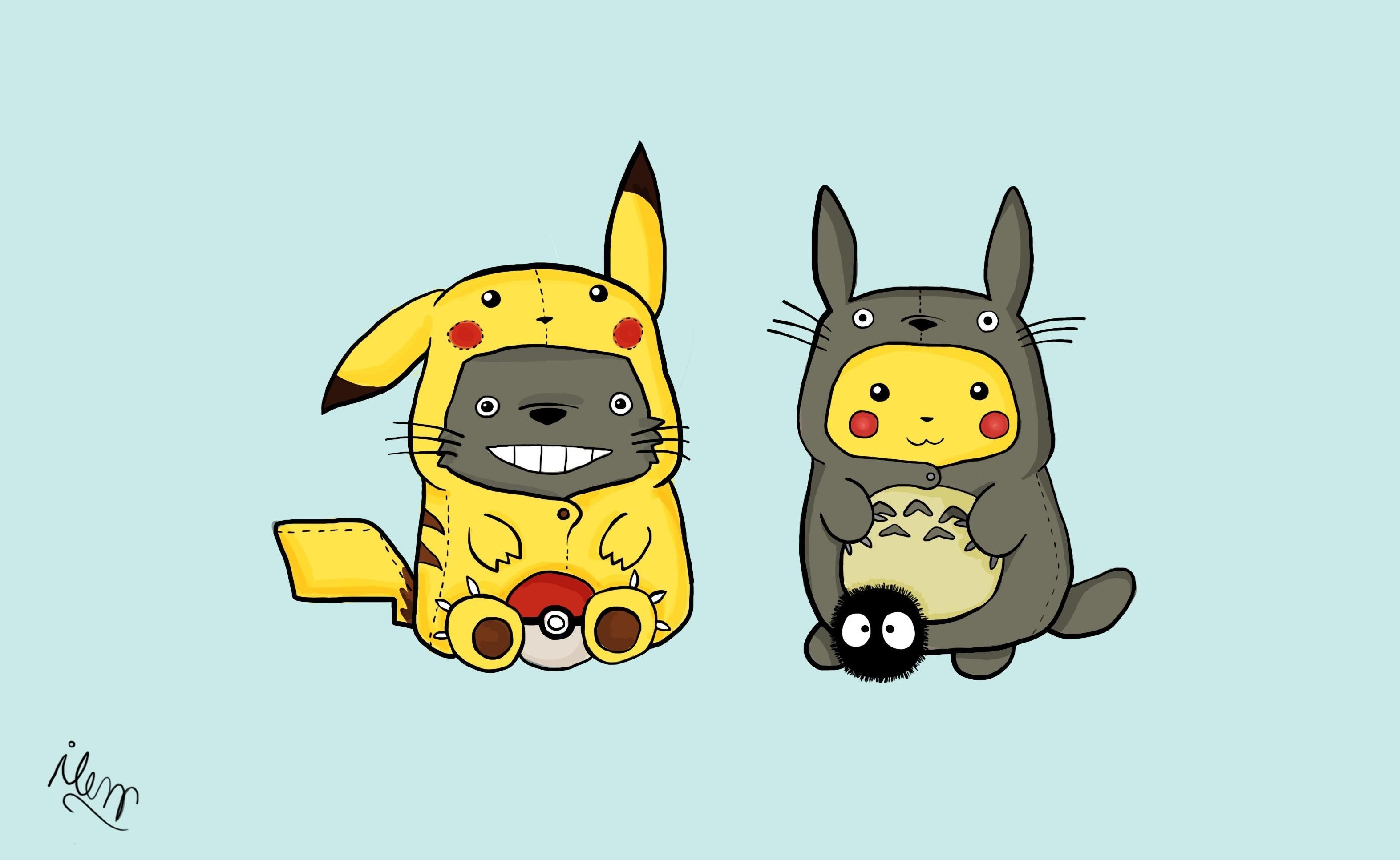 Pikachu e Totoro crossover, 3146x1934 WQXGA, Laptop