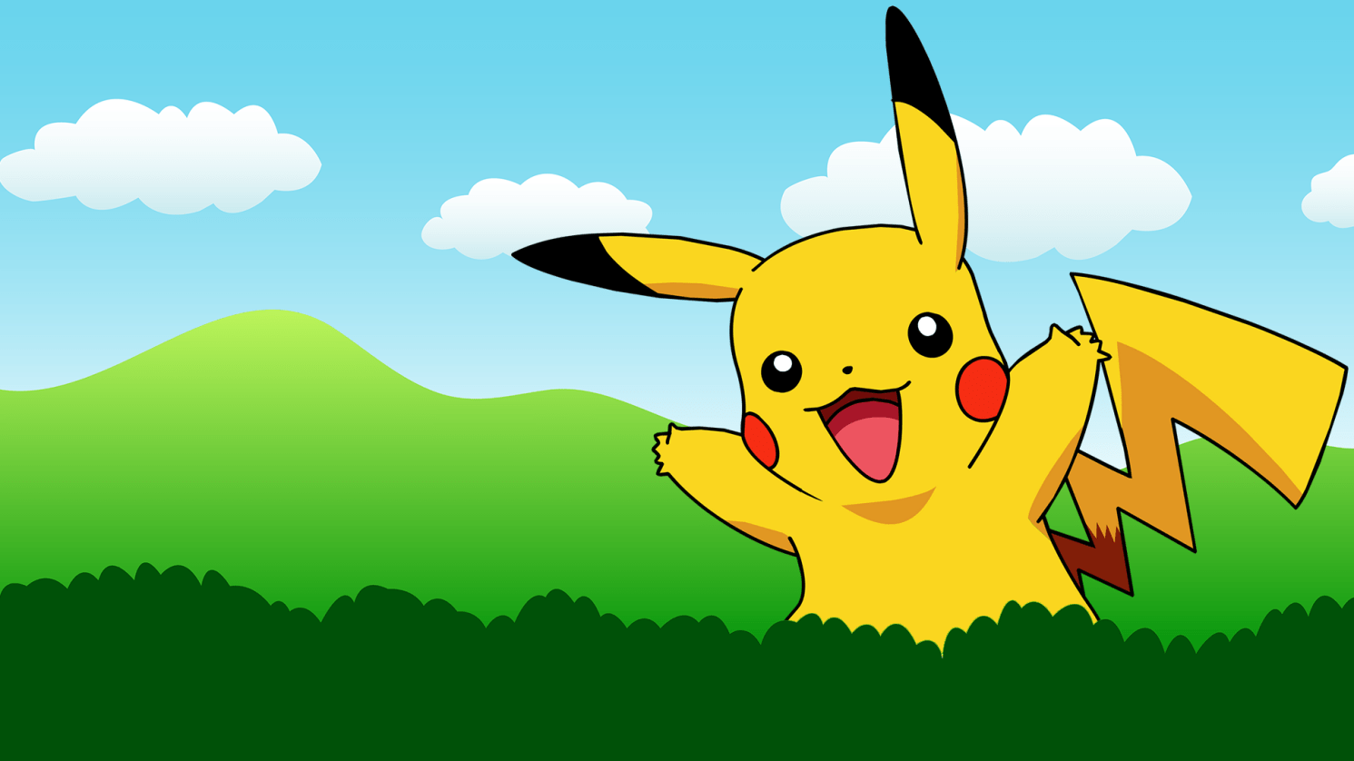 Pikachu Pokémon felice, 1491x838 720p, PC