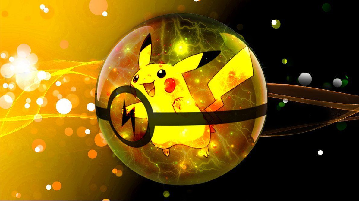 Pikachu dentro Pokeball dorata, 1191x670 HD, PC