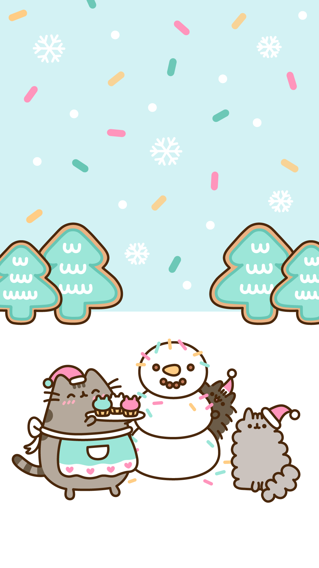 Pusheen gatti pupazzo di neve natalizio, 1080x1920 Full HD Verticale, Smartphone