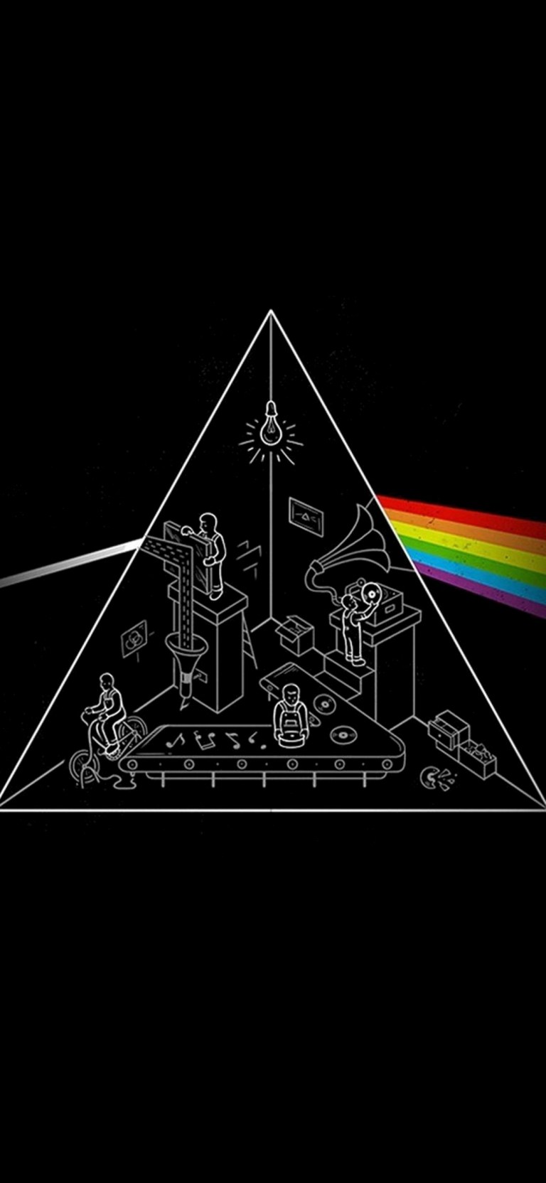 Pink Floyd prisma arcobaleno nero, 768x1664 Full HD Verticale, Smartphone