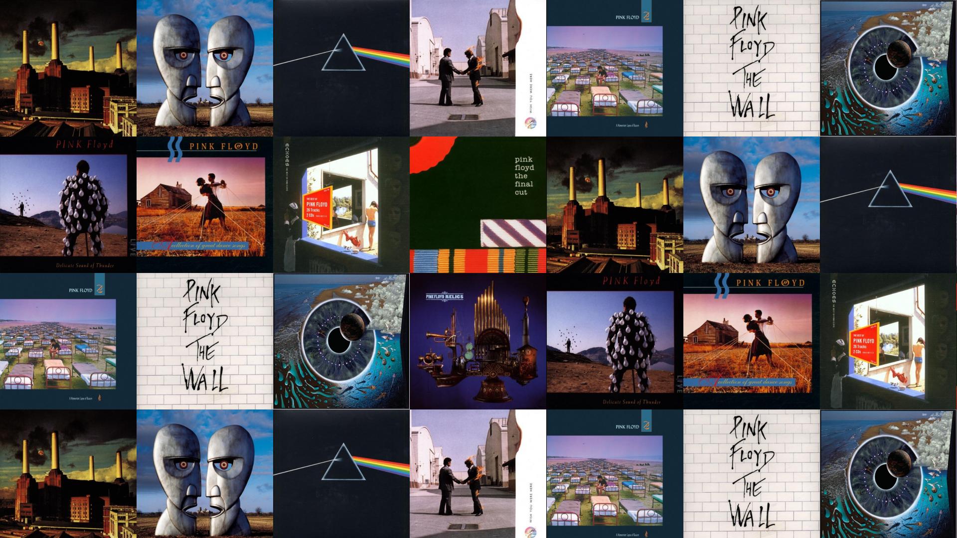 Collage copertine album Pink Floyd, 1920x1080 Full HD, Laptop