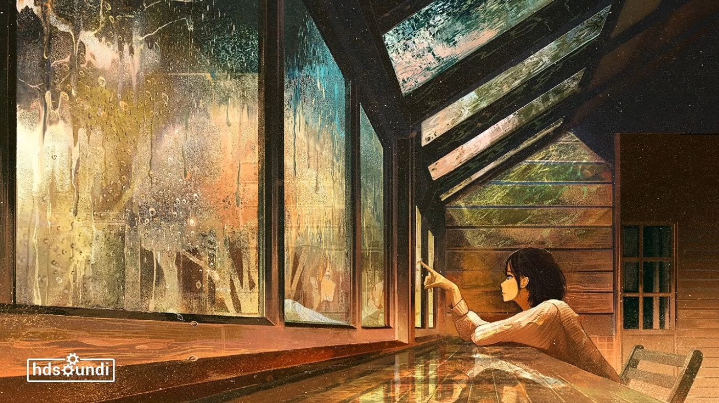 Ragazza seduta finestra pioggia, 1406x789 HD, PC Desktop