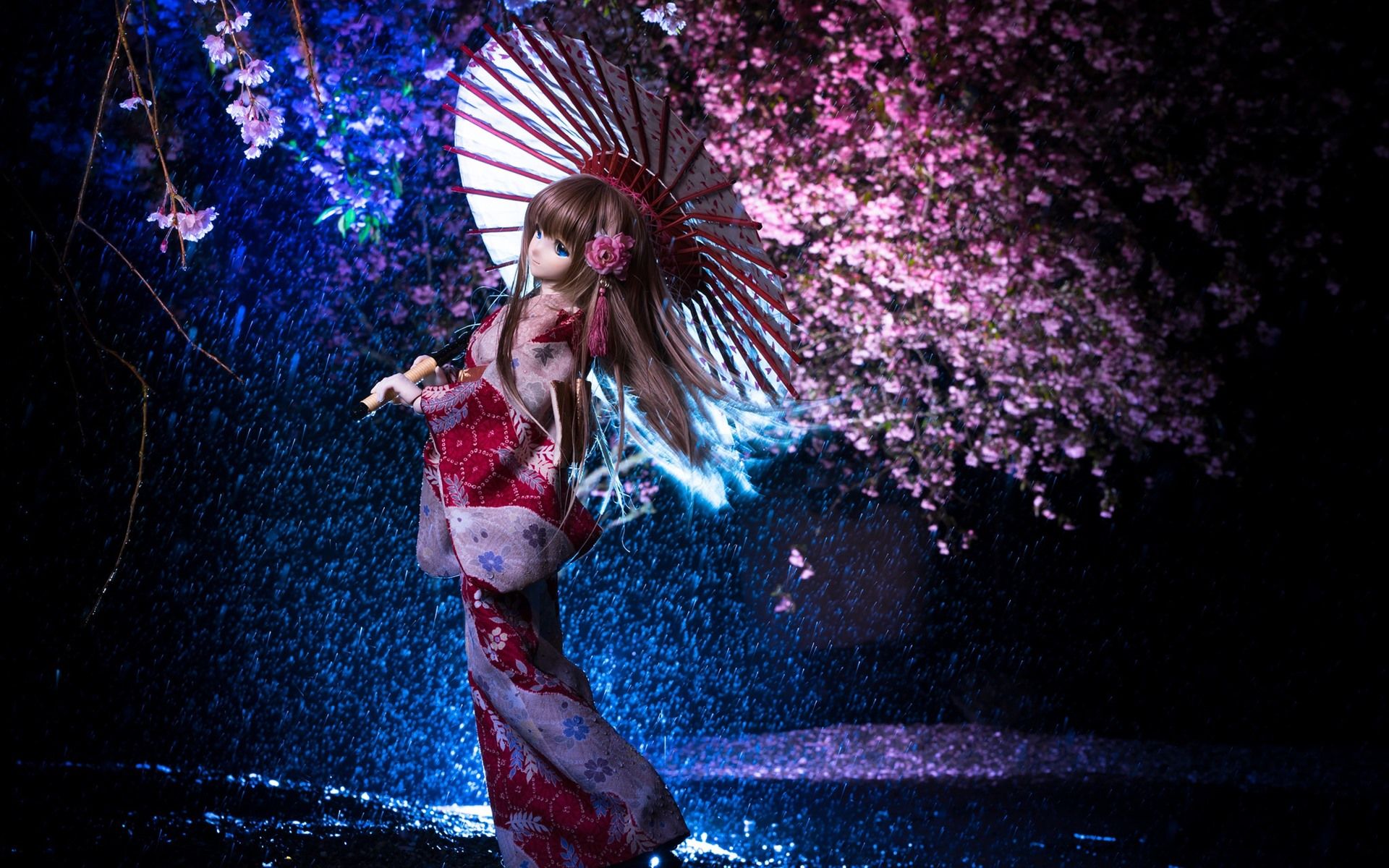 Ragazza giapponese con ombrello e sakura, 1920x1200 Full HD+, PC Desktop