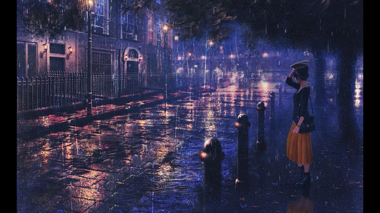 Ragazza con ombrello sotto pioggia, 1280x720 HD, Desktop