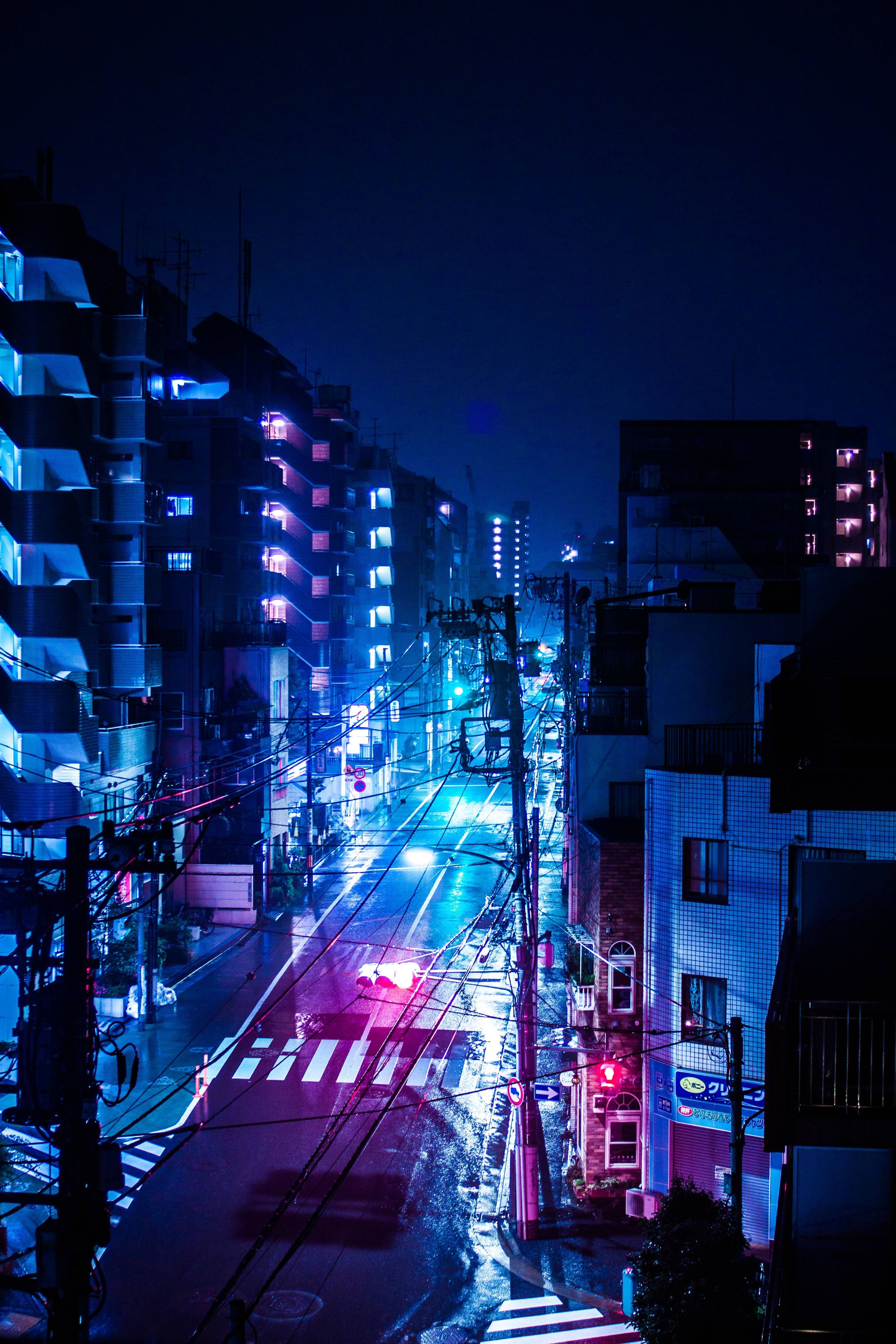 Strada giapponese notturna neon, 3120x4680 Verticale, Telefono