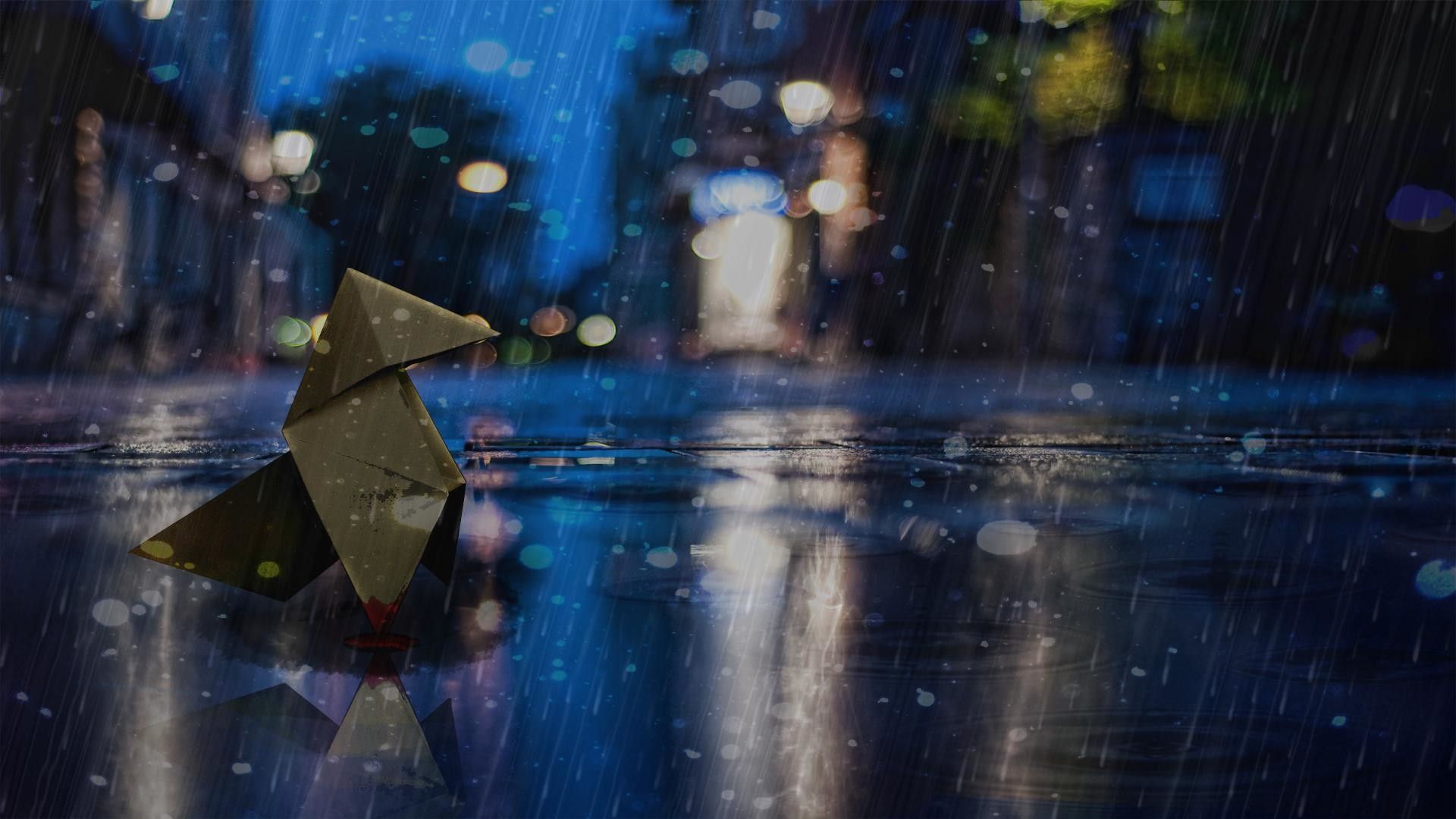 Origami sotto la pioggia notturna, 1920x1080 1080p, PC