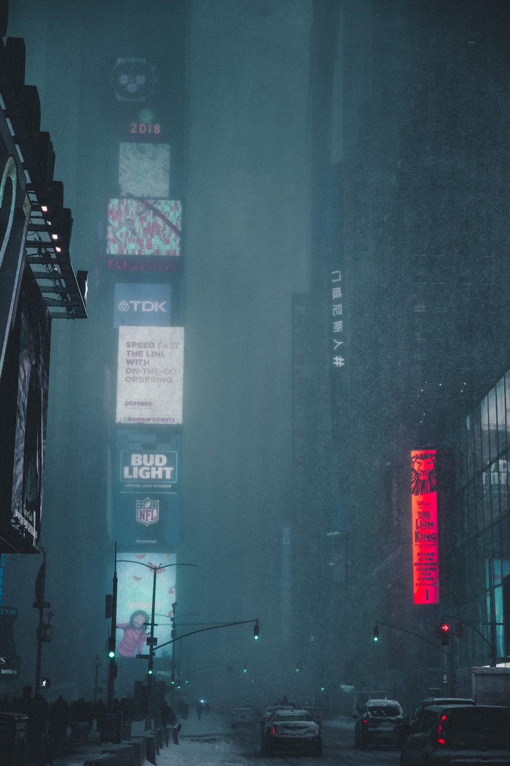 Times Square nebbia piovosa notturna, 1000x1500 Full HD Verticale, Smartphone