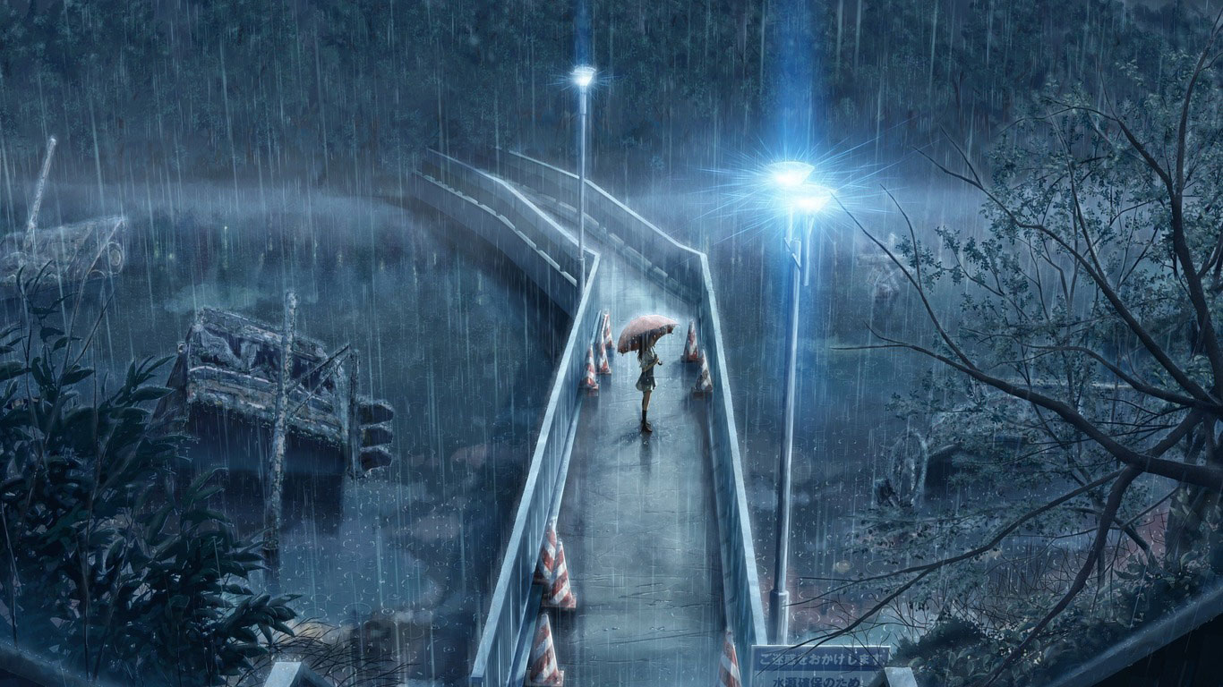 Ponte sotto pioggia notturna, 1366x768 HD, PC Desktop