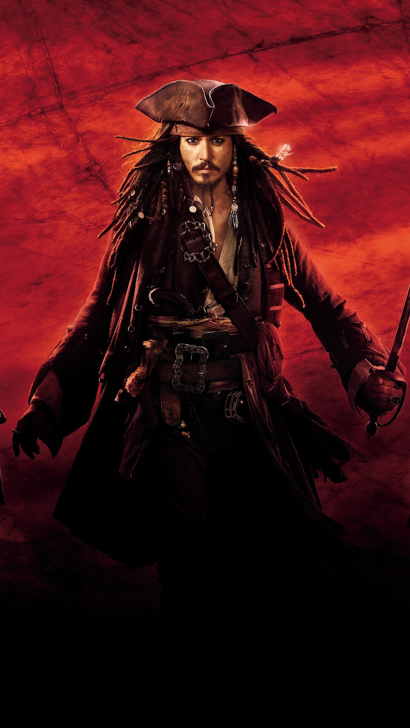 Jack Sparrow su sfondo rosso, 1410x2500 Verticale, Mobile