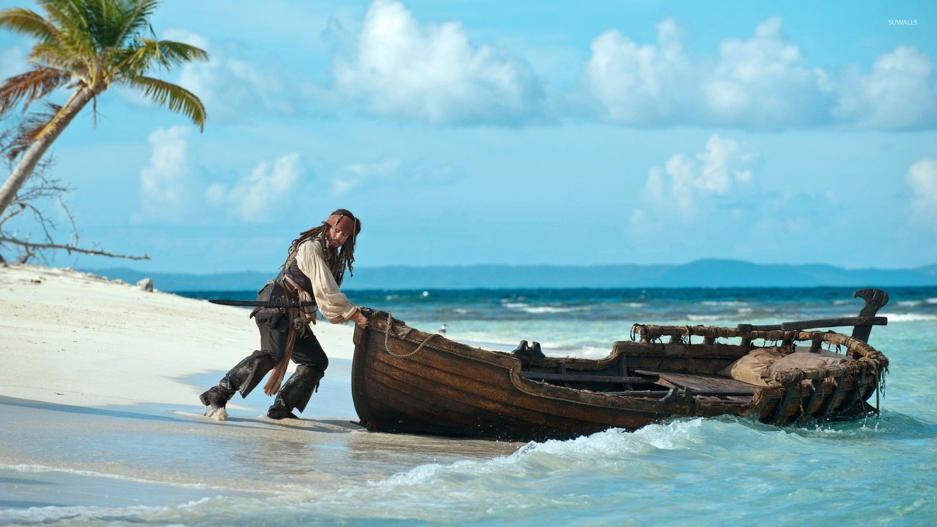 Jack Sparrow spiaggia barca, 1920x1080 Full HD, Desktop