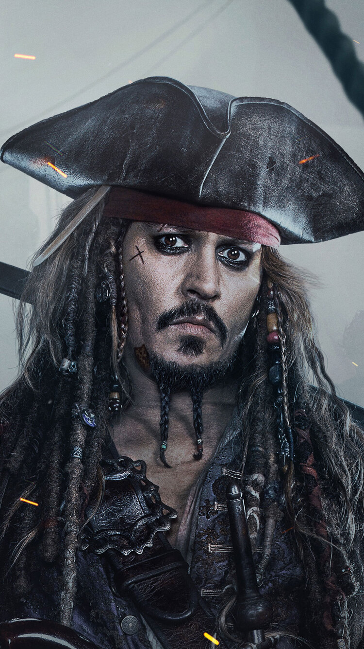 Jack Sparrow ritratto Pirati Caraibi, 750x1334 Full HD Verticale, Smartphone