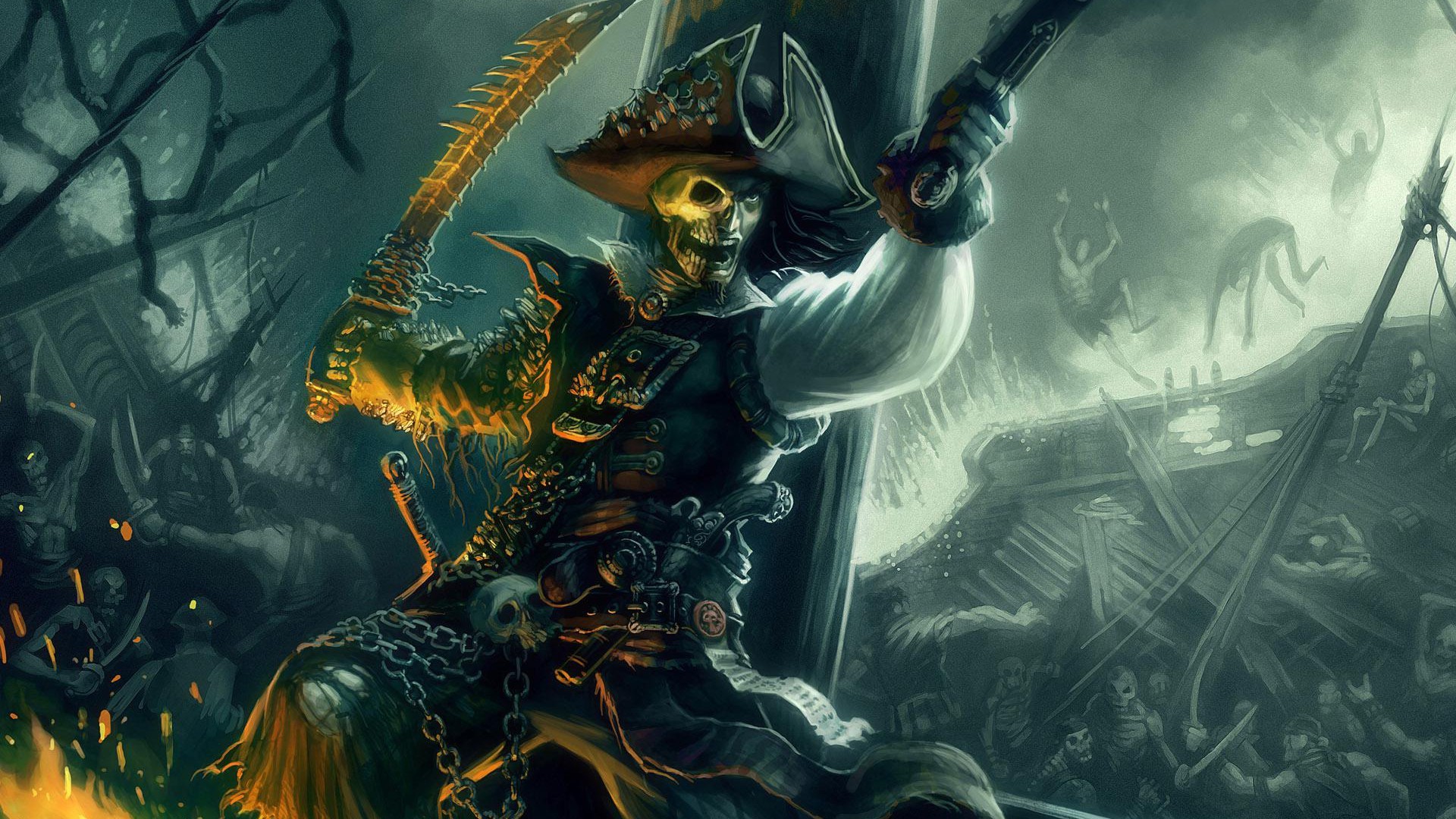 Scheletro pirata con spada, 1920x1080 Full HD, PC