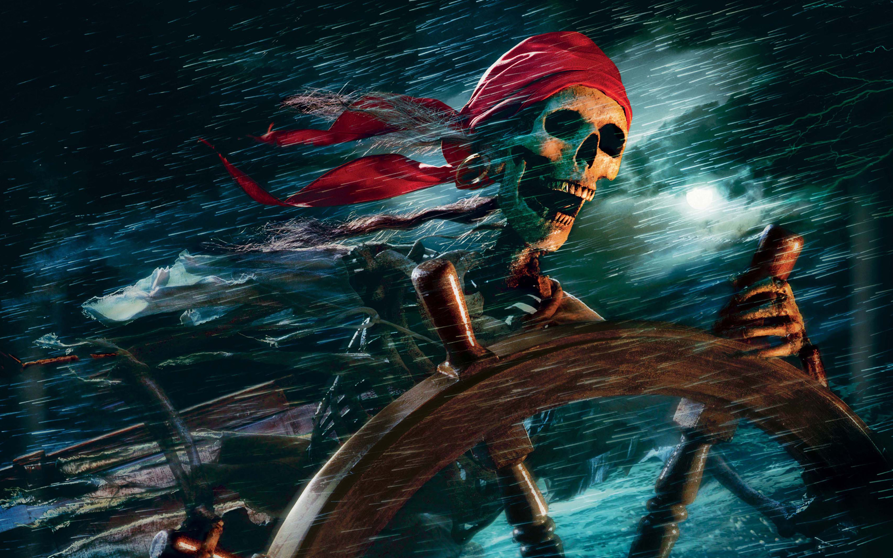 Scheletro pirata al timone, 2880x1800 2K, Laptop